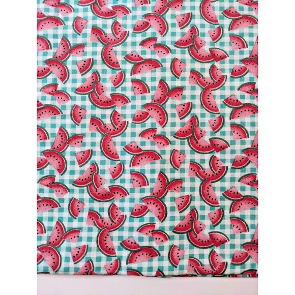 Vintage Watermelon Gingham Green White Check Fabric Fabric Traditions 1991 Cute - Picture 3 of 4